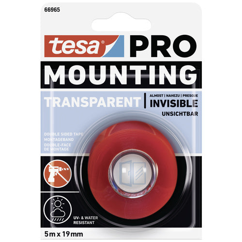 Tesa Mounting PRO Transparent Montageband Transparent (L x B) 5m x 19mm 1St.