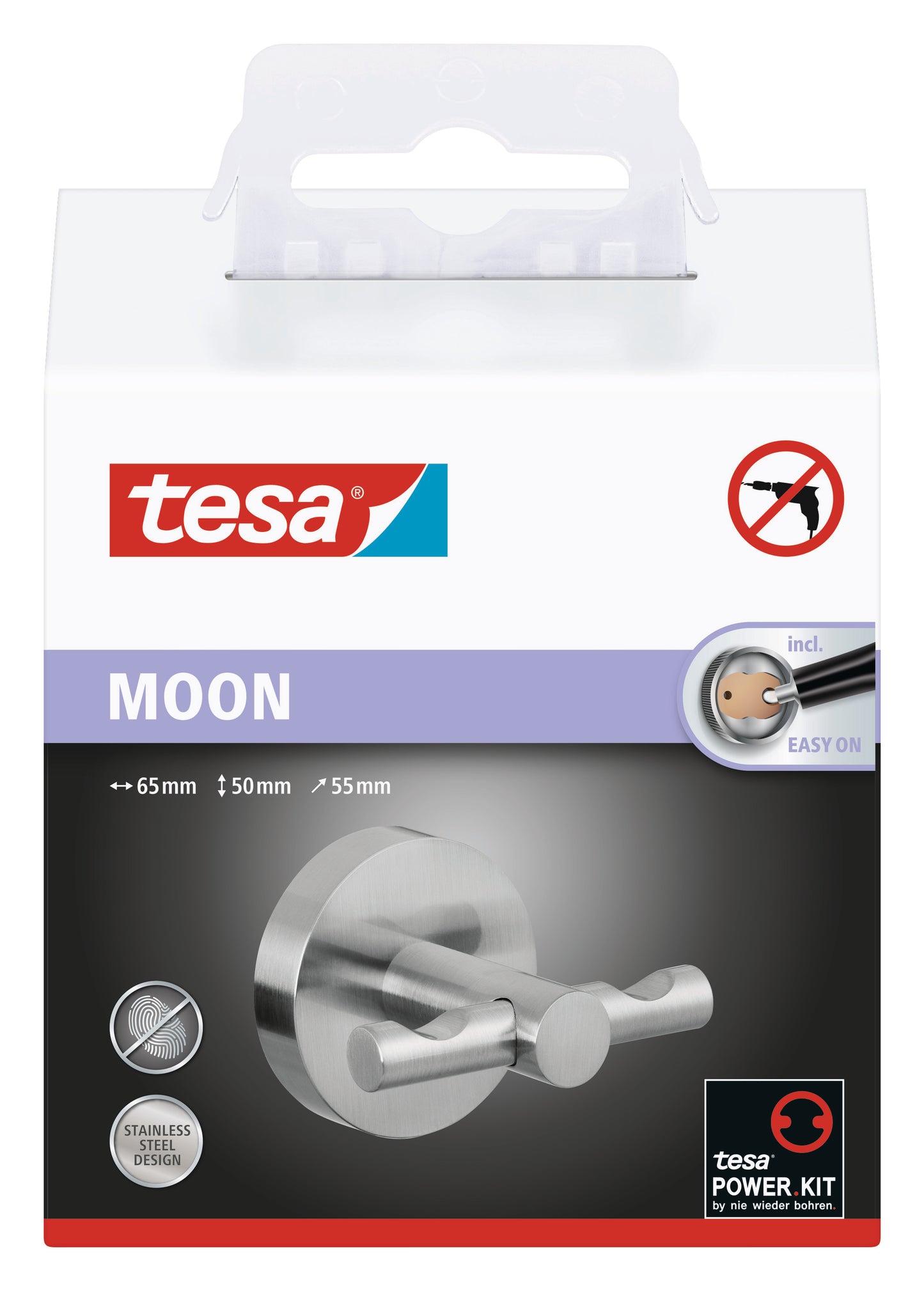 tesa® Moon Garderobenhaken in 6 Varianten inkl. Klebelösung