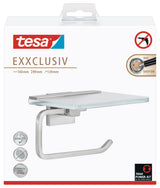 tesa® Exxclusiv Toilettenpapierhalter m. Ablage, inkl. Klebelösung