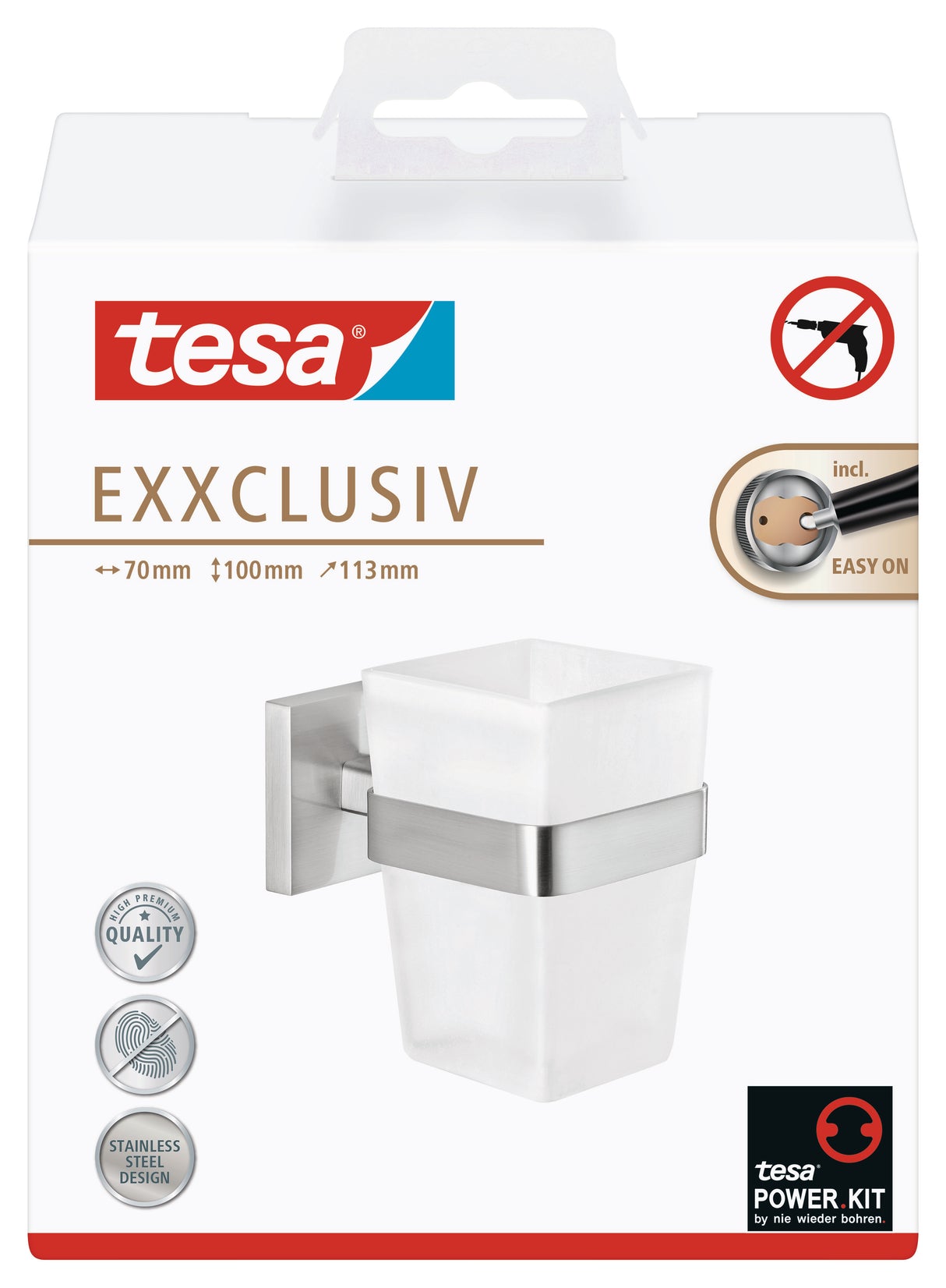 tesa® Exxclusiv Zahnbürstenhalter, edles Design, inkl. Klebelösung
