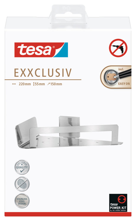 tesa® Exxclusiv Eck-Duschkorb, edles Design, inkl. Klebelösung