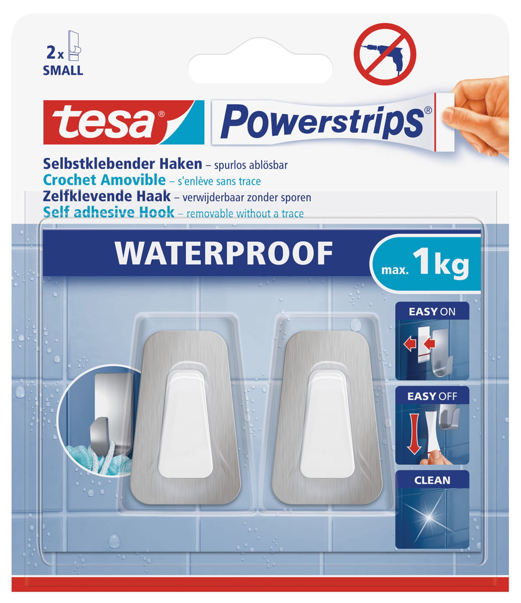tesa Powerstrips® Haken Waterproof S Metall-Kunststoff